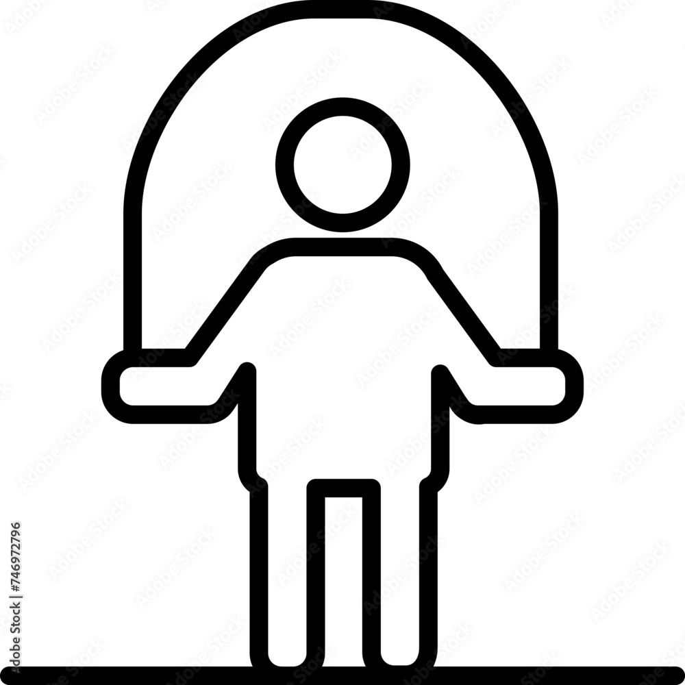Black line art illustration of Human skipping rope exercise icon. Black line art illustration of Human skipping rope exercise icon.