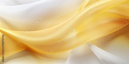 Abstract white and Deep Yellow  silk fabric weave of cotton or linen satin fabric lies texture background.