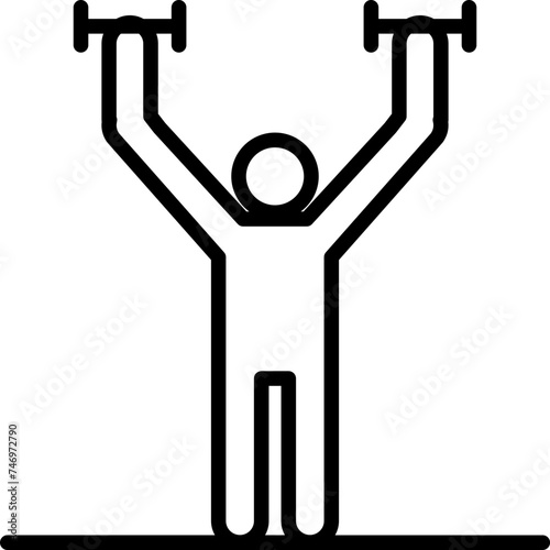 Dumbbell weight lifting women exercise icon in thin line art.