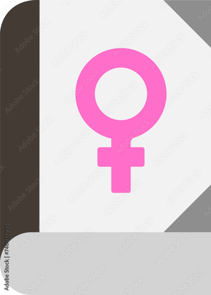 Vector illustration of Female gender book icon.