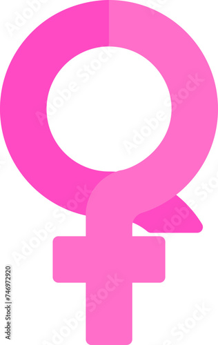 Flat style Female gender symbol in pink color.