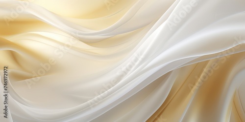 Abstract white and Gold silk fabric weave of cotton or linen satin fabric lies texture background.