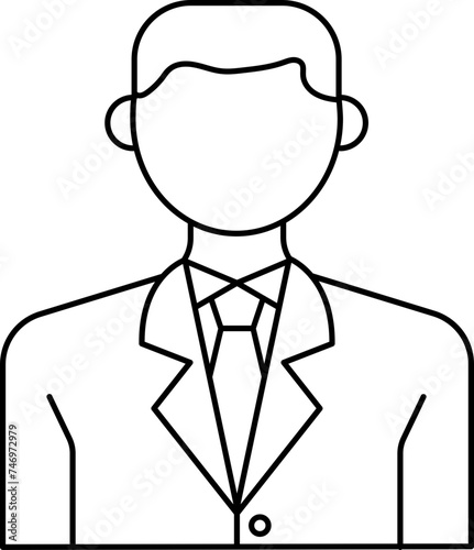 Faceless Businessman Icon In Black Outline.