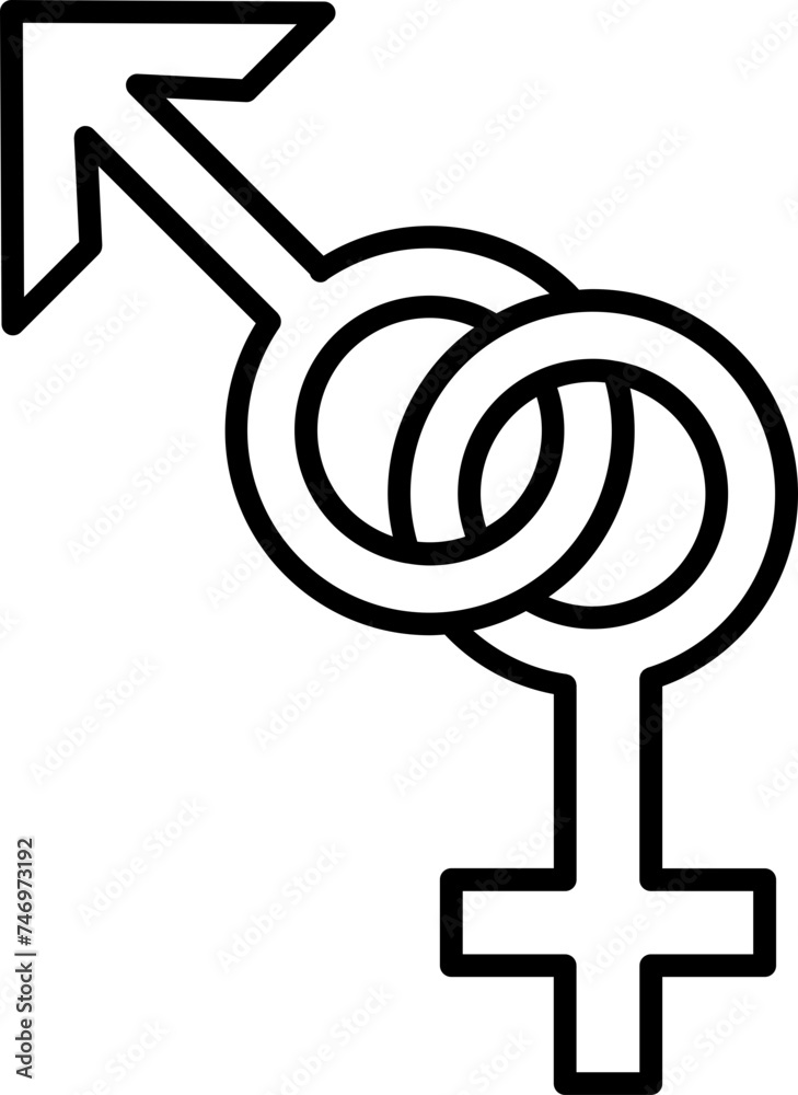 Black line art Male and Female symbol or icon. Black line art Male and Female symbol or icon.