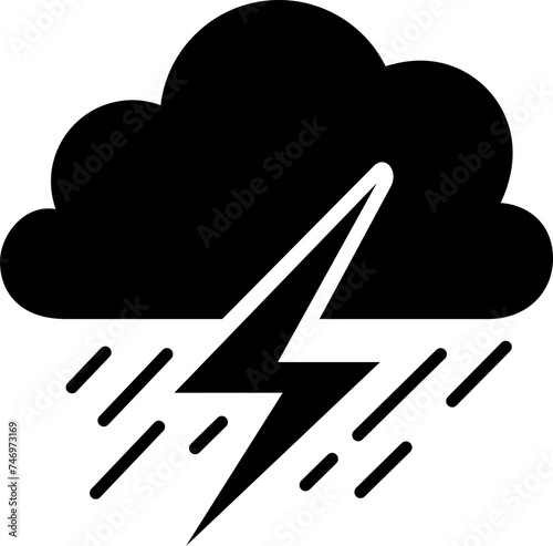 B&W illustration of Thunderstorm weather icon.