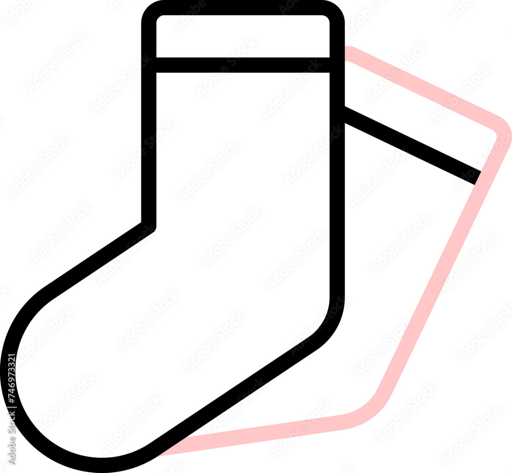 Socks icon in black and pink line art. Socks icon in black and pink line art.