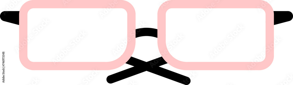 Spectacles or Eyeglasses icon in black and pink line art. Spectacles or Eyeglasses icon in black and pink line art.
