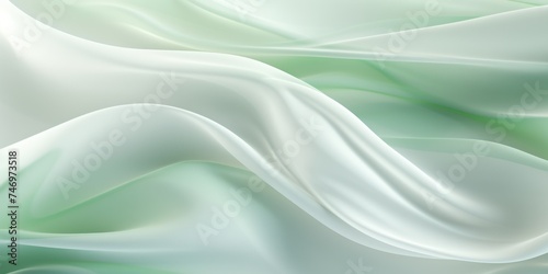 Abstract white and Green silk fabric weave of cotton or linen satin fabric lies texture background.