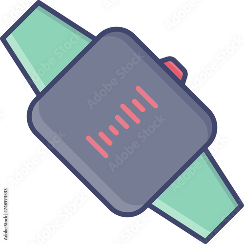 Smart watch icon in blue and green color.