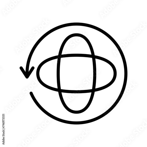 360 degree angle icon in line art.