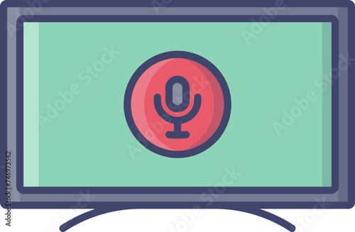 Flat style Microphone in lcd monitor icon.