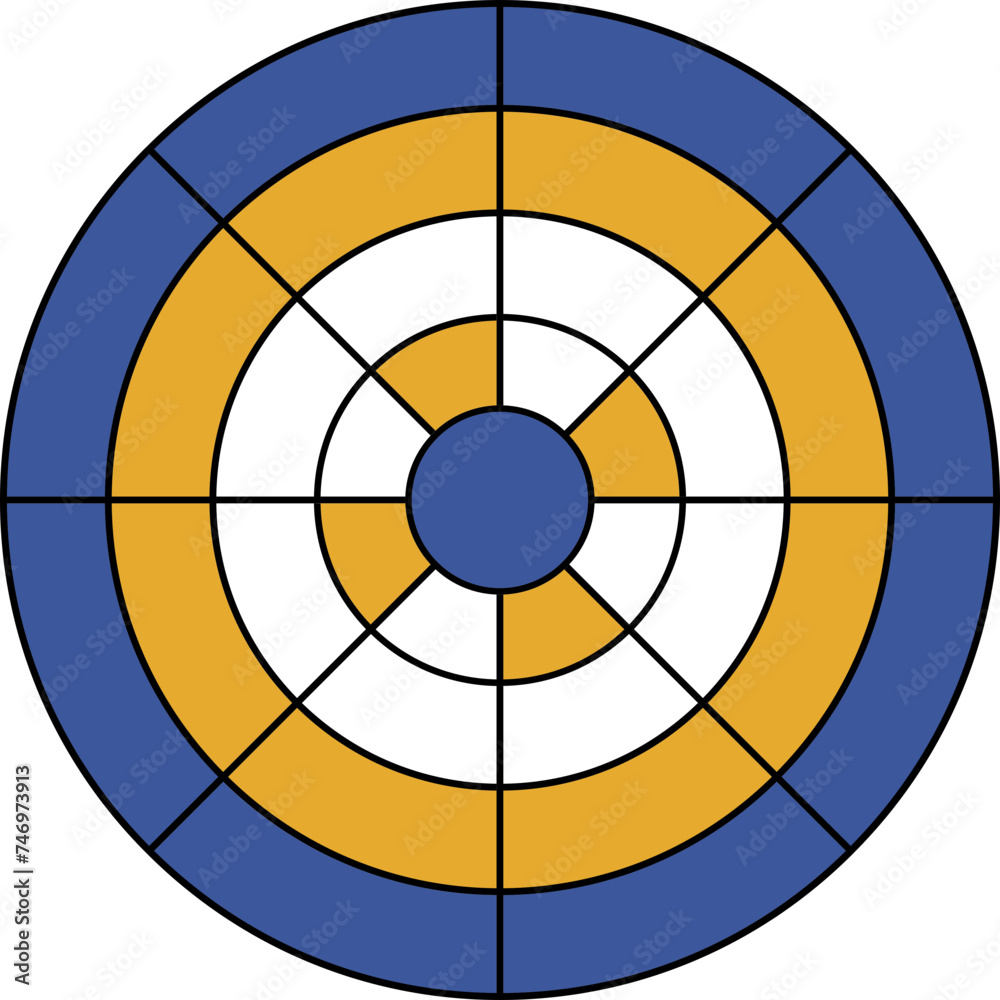 Blue and Yellow target board icon in flat design. Blue and Yellow target board icon in flat design.