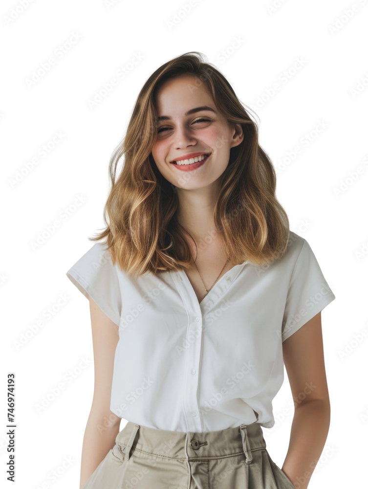 Fototapeta premium Causal young girl transparent background