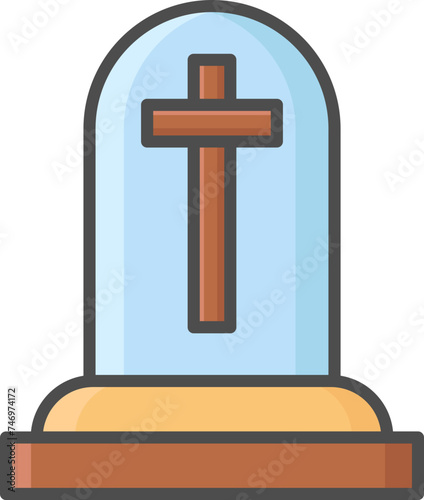 Colorful Graveyard Icon In Flat Style.