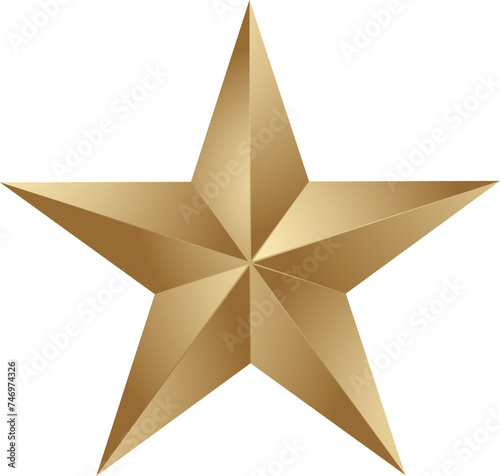 Vector illustration of golden paper origami star.