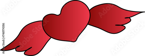 Illustration of Heart With Wings Icon In Flat Style.