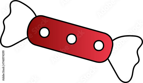 Toffee Icon In Red And White Color.