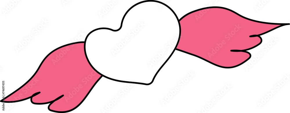 Illustration of Heart With Wings Icon In Flat Style. Illustration of Heart With Wings Icon In Flat Style.