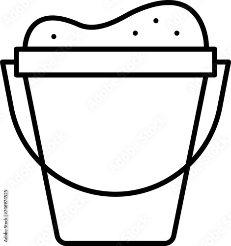 Sand Bucket Icon In Black Outline.