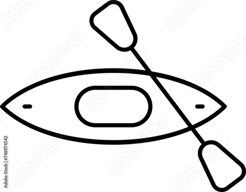 Kayak Boat Icon In Black Outline.