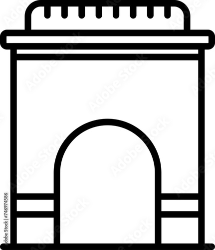 India gate icon in black line art.