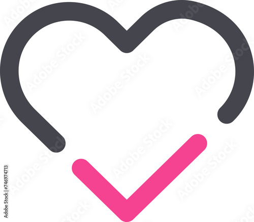 Line Art Heart icon in grey and pink color.