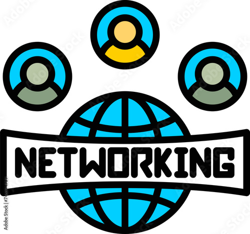 Networking or Global internet connect people icon in flat style.