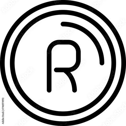 Line art of african coin icon in flat style.