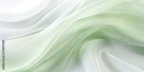 Abstract white and Light Green silk fabric weave of cotton or linen satin fabric lies texture background.
