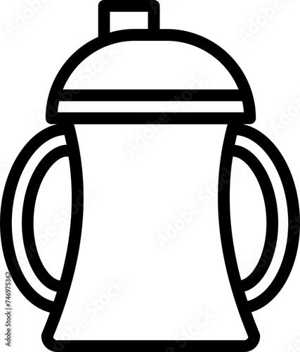 Sippy Cup Icon In Black Outline.