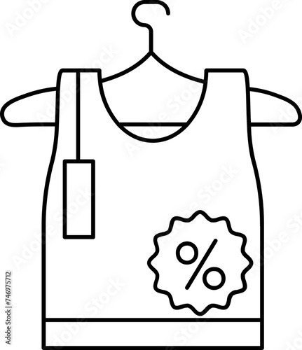 Undershirt And Percentage Label Icon In Thin Line Art.