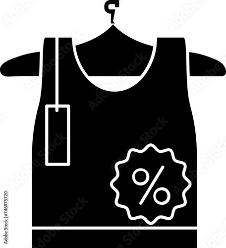 Undershirt And Percentage Label Icon In B&W Color.
