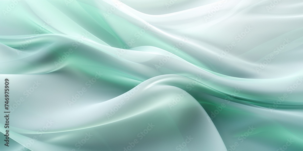 Obraz premium Abstract white and Mint Green silk fabric weave of cotton or linen satin fabric lies texture background.
