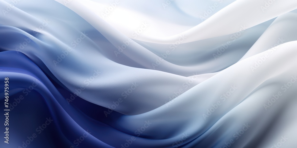 Abstract white and Navy silk fabric weave of cotton or linen satin fabric lies texture background.