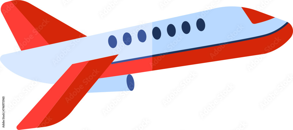 Flat style aeroplane icon in blue and red color. Flat style aeroplane icon in blue and red color.