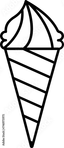 Fototapeta Naklejka Na Ścianę i Meble -  Black Line Art Illustration of Ice Cream Cone Icon.