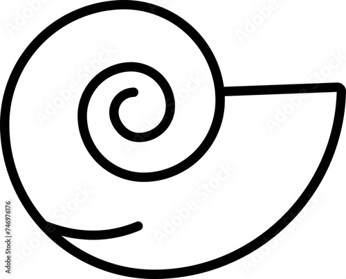 Snail shell icon in black line art.