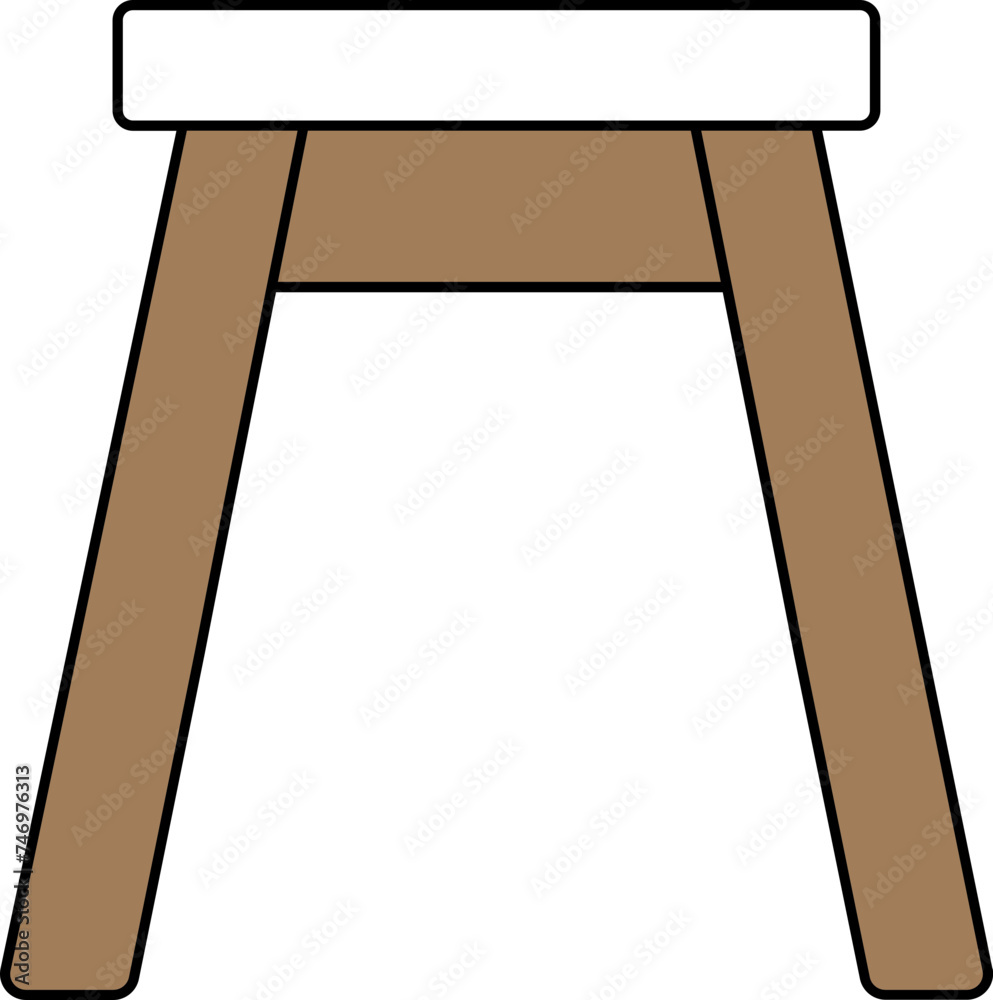 Isolated Stool Icon In Brown And White Color. Isolated Stool Icon In Brown And White Color.