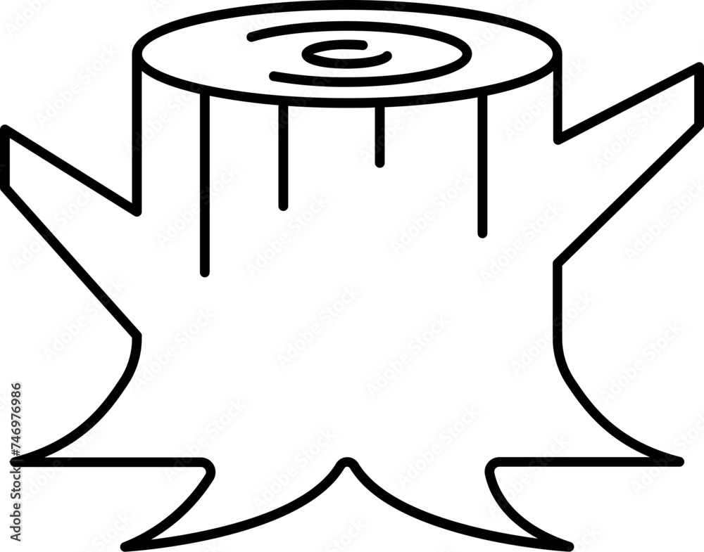 Tree Stump Icon In Black Outline. Tree Stump Icon In Black Outline.