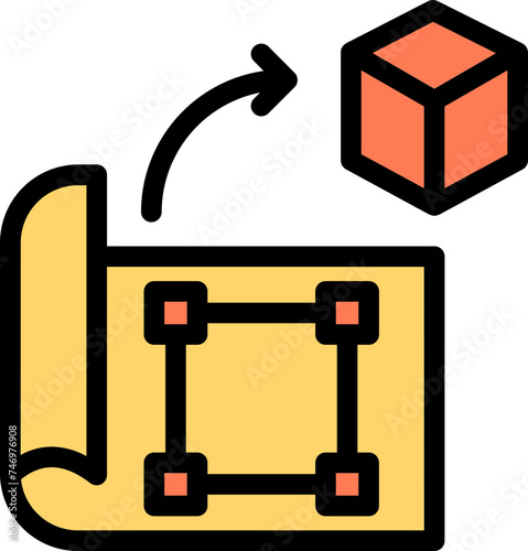 Orange And Yellow Prototyping Icon Or Symbol.