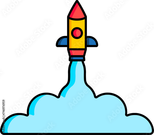 Rocket or project launch icon in flat style.