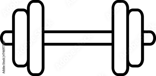 Black Line Art Illustration of Dumbbell Icon.