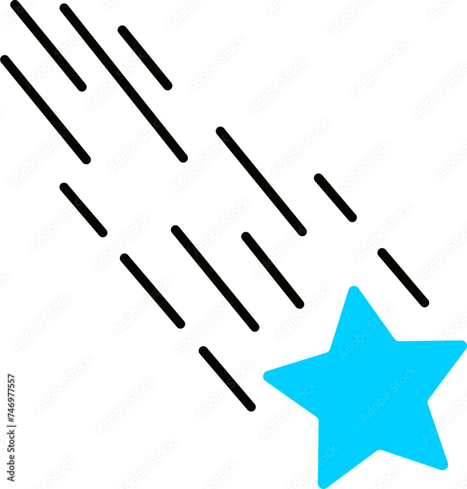 Falling stars icon in blue and black color. Falling stars icon in blue and black color.
