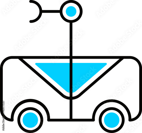 Mars rover icon in blue and black color.