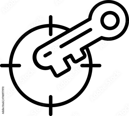 Illustration of Key Target Icon In Thin Line Art.