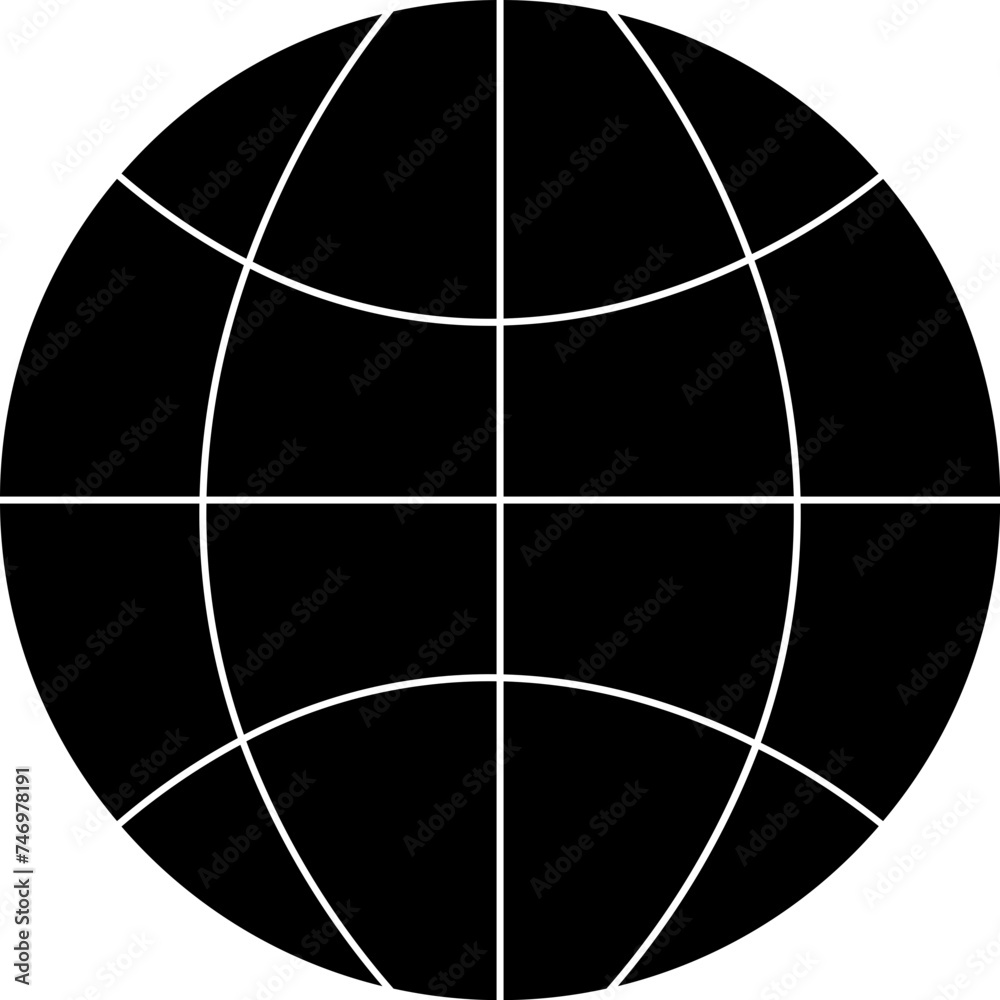 Flat Style Globe Icon In Black And White Color. Flat Style Globe Icon In Black And White Color.