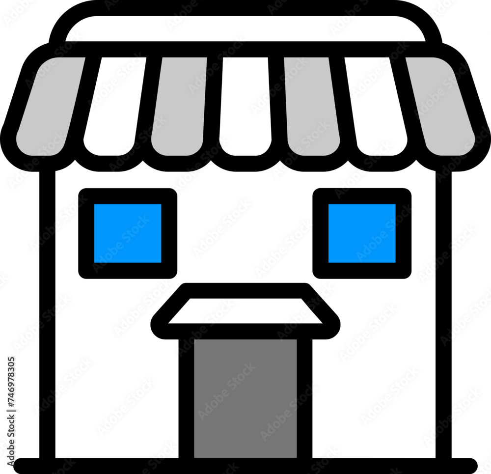 Shop or Store Building Icon in Grey and White Color. Shop or Store Building Icon in Grey and White Color.