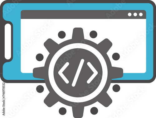 Vector illustration of Web Development or Setting app in smartphone icon.