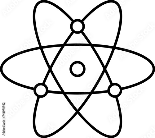 Atomic structure icon in line art.