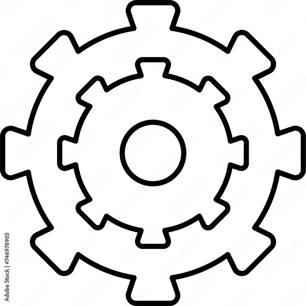 Flat style Cogwheel icon in line art. Flat style Cogwheel icon in line art.